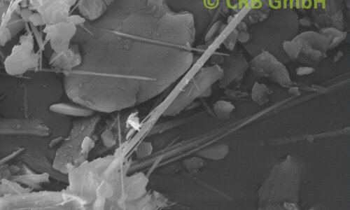 REM-Bild Anthophyllit-Asbest in Putz, Spachtel | © CRB Analyse Service GmbH